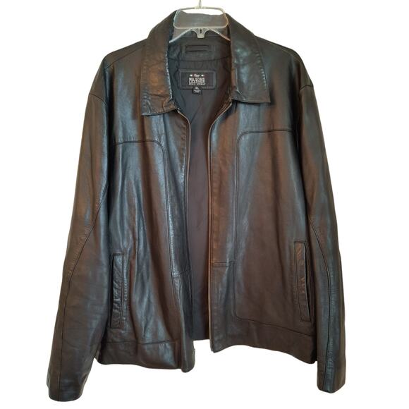 Wilson Leather jacket Men's Size XL Black Collared Full zip Pockets Lined Coat - Picture 6 of 16